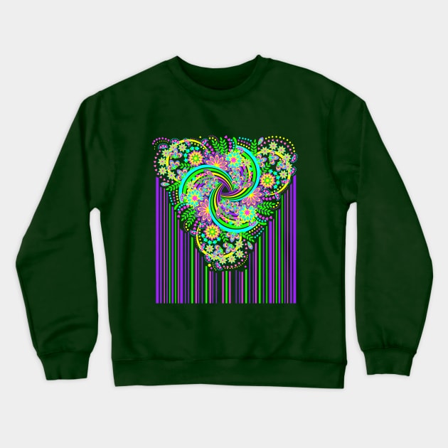 Flowers and Celtic disk ornament Crewneck Sweatshirt by Artist Natalja Cernecka